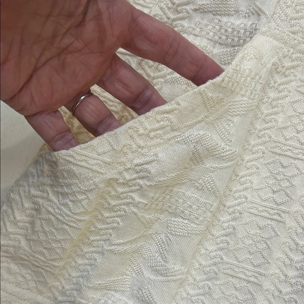 Incas Inc Cream Textured Zip-Up Alpaca Aztec knit Hoodie size XL